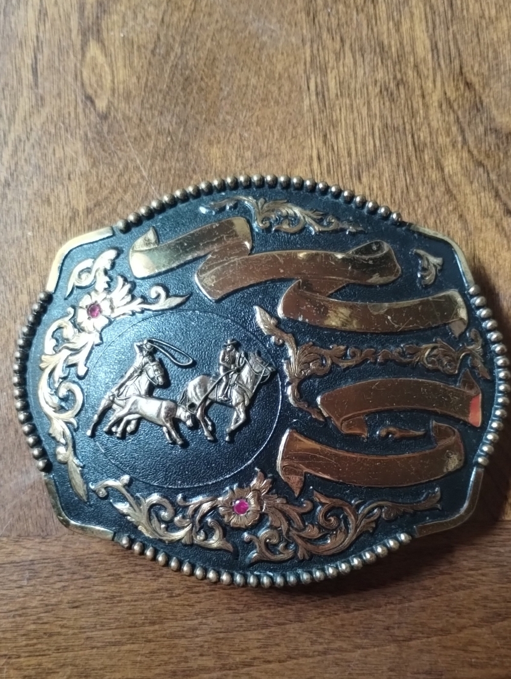 Montana Silversmith Tri-color Team Ropers Attitude Buckle